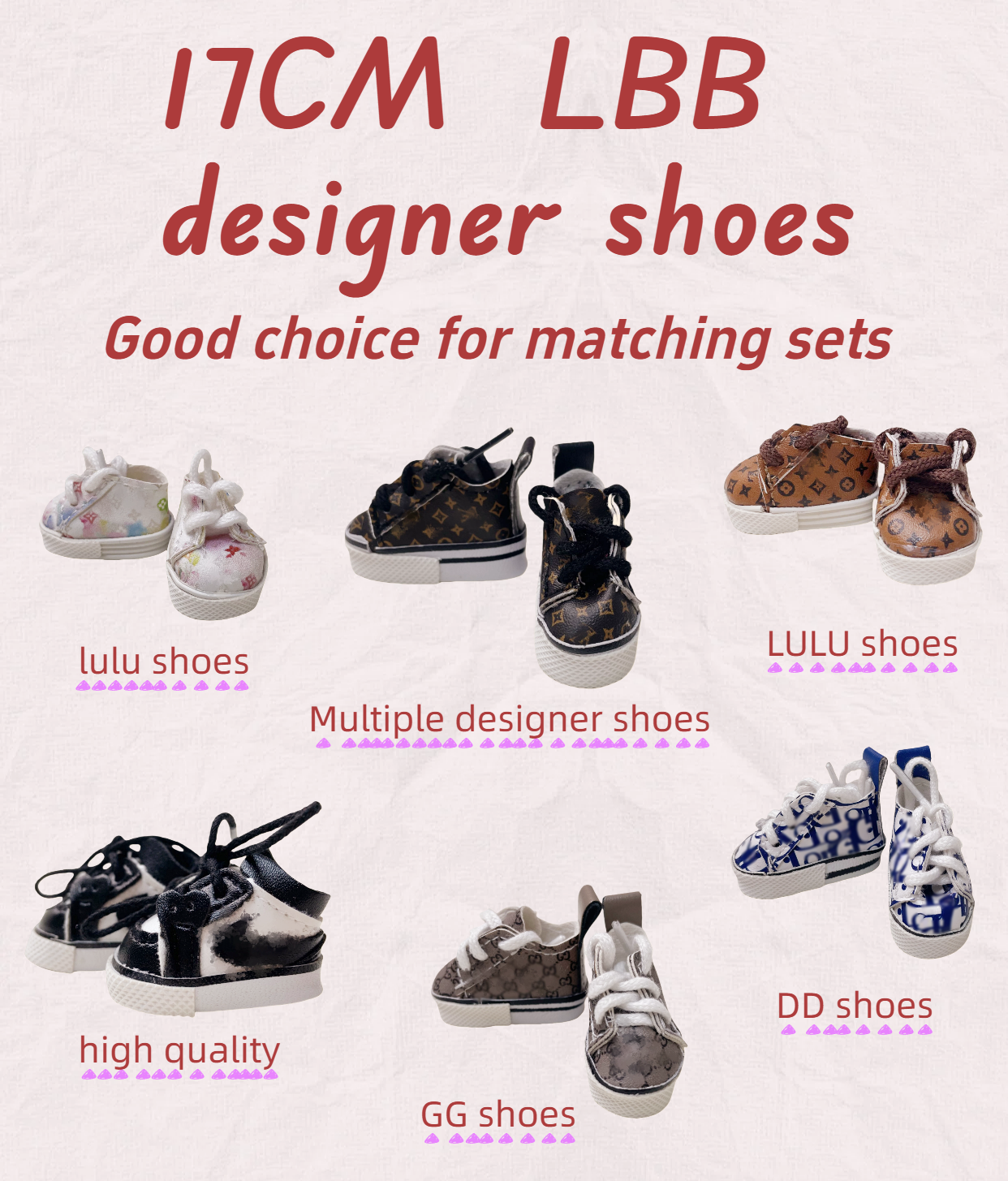 Handmade shoes suitable for 17cm LBB dolls, the size is very suitable